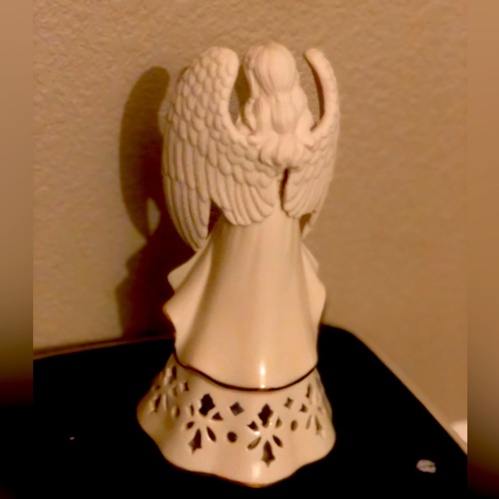 Beautiful, white angel figurine, Lenix with gold lights up